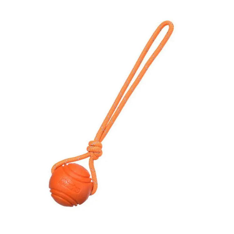 Dog Ball Toys – Bouncy Rubber Ball with Rope for Interactive Play