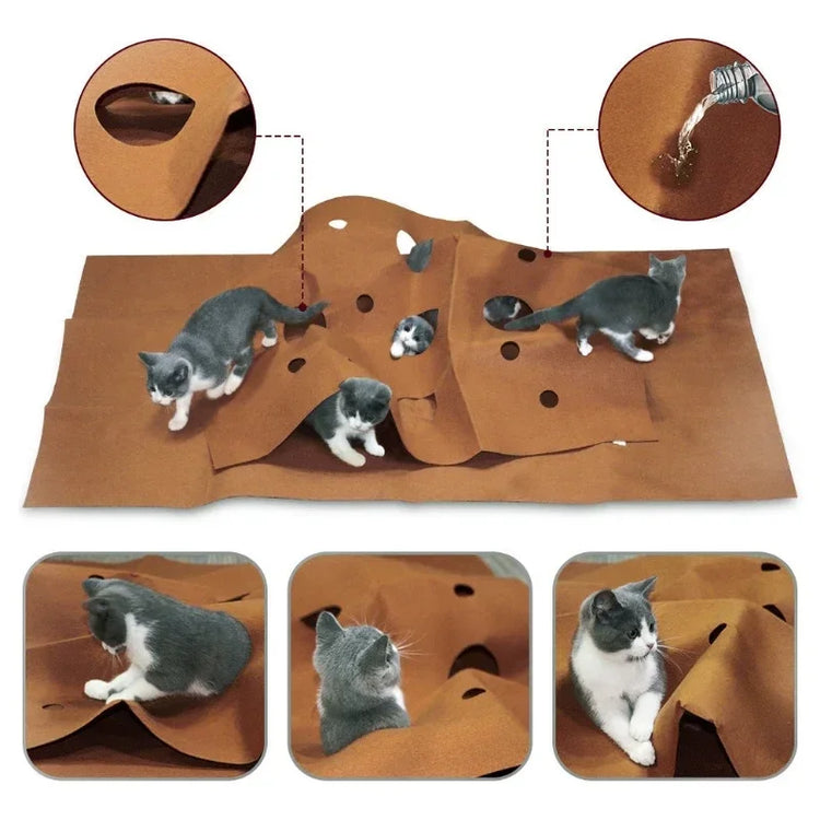 Cat Playing Game Mat | Pet Activity Rug | Training Toy | Collapsible Cat Pad | Scratch-Resistant Bite Mat | Climbing Frame | Cat Litter Mat