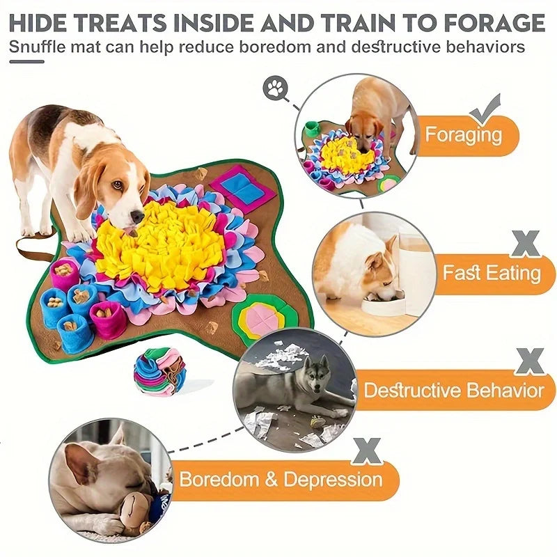 Pet Sniffing Training Mat for Dogs & Cats – Interactive Slow Feeder, Stress Relief Blanket, Bite-Resistant & Eco-Friendly