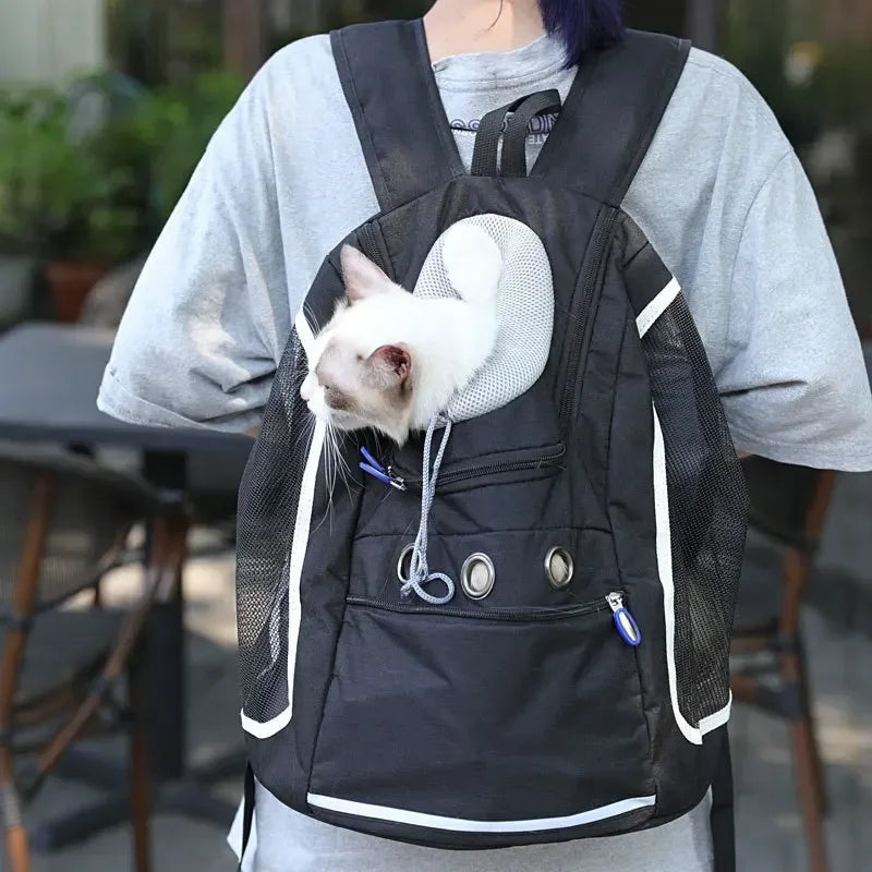 Portable Breathable Dog & Cat Carrier Backpack – Travel Pet Bag with Mesh Window and Adjustable Straps