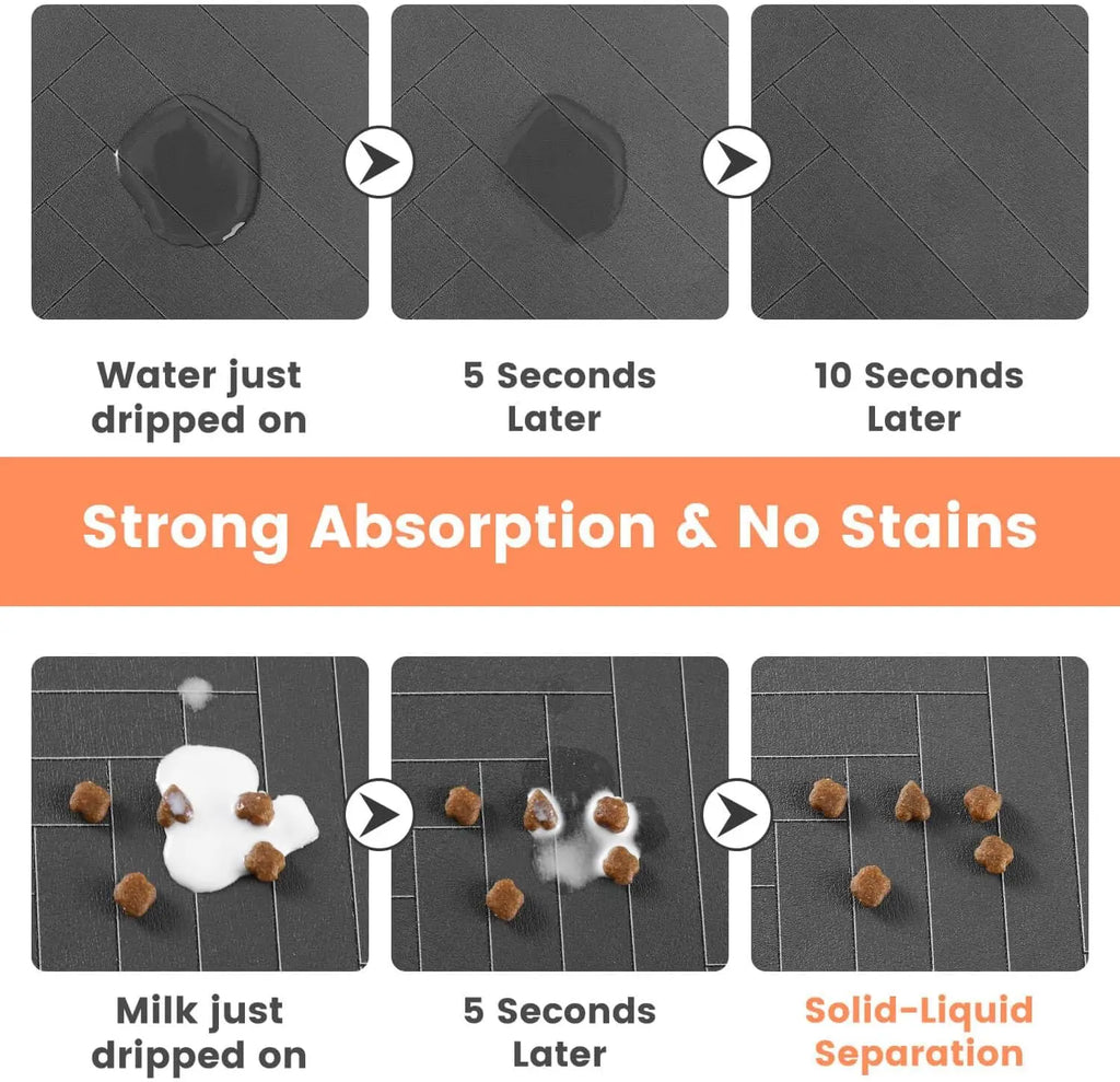 Pet Feeding Mat-Absorbent Pet Placemat for Food and Water Bowl | Waterproof Rubber Backing | Quick Dry Water Mat for Dog/Cat