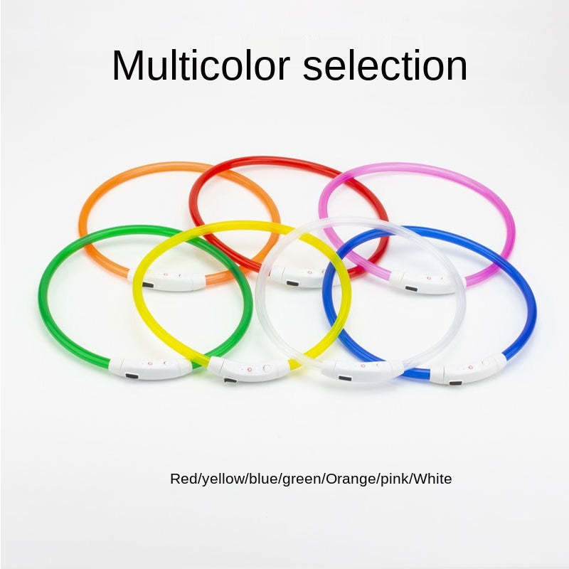 LED USB Rechargeable Dog Collar – Adjustable, Glowing Safety Collar for Pets