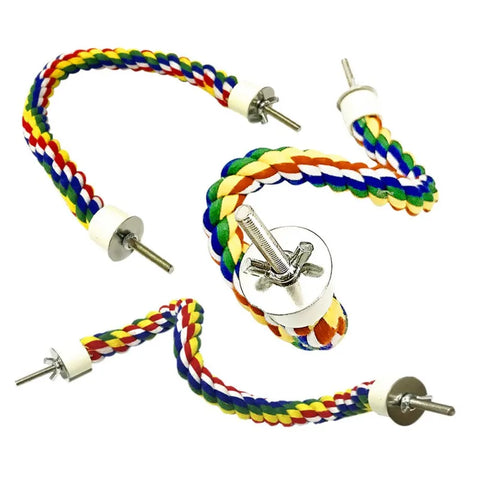 Parrot Bird Standing Toys | Cotton Rope Colorful Toy Chew Perches for Bird Cage | Woven Rope Bird Accessories | Parrot Toys