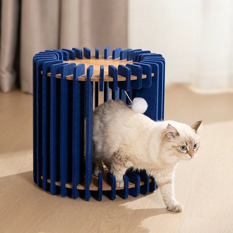 Bird Cage Cat Bed | Luxury Felt Nest for Cats | Breathable & Durable Enclosed Pet Furniture for Comfort & Style