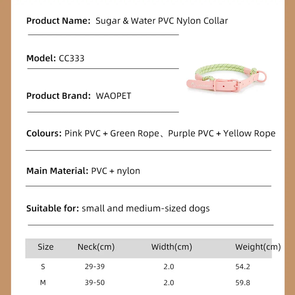 Cute Candy Style Nylon Dog Collar – Waterproof, Reflective, and Customizable