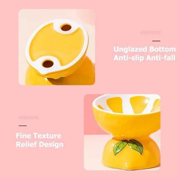 Cat Bowl | Ceramic Cervical Protection | Elevated Grain Bowl | Tilted Mouth | Water & Snack Dish | Pet Products | Fruit Shape Design