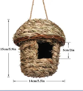 Natural Woven Bird Nest | Hanging Grass Egg Cage for Finches, Parrots & Small Birds | Handcrafted Outdoor Bird House