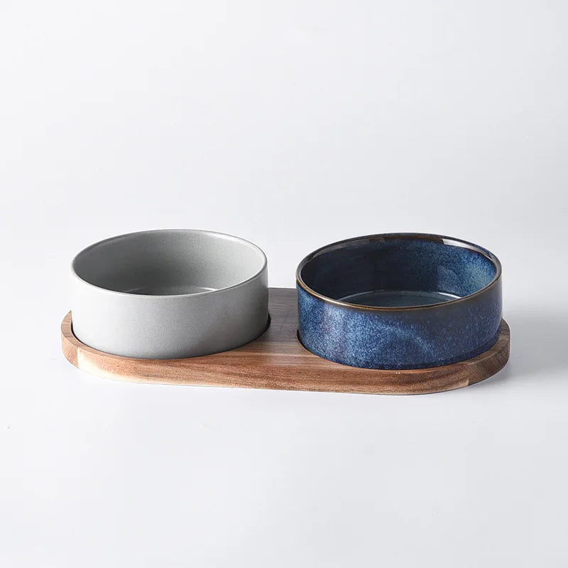 Cat Bowl | Cat Food Bowl | Ceramic Pet Food & Water Feeder | For Small & Medium-Sized Dogs | Spine Protection | Rollover Prevention