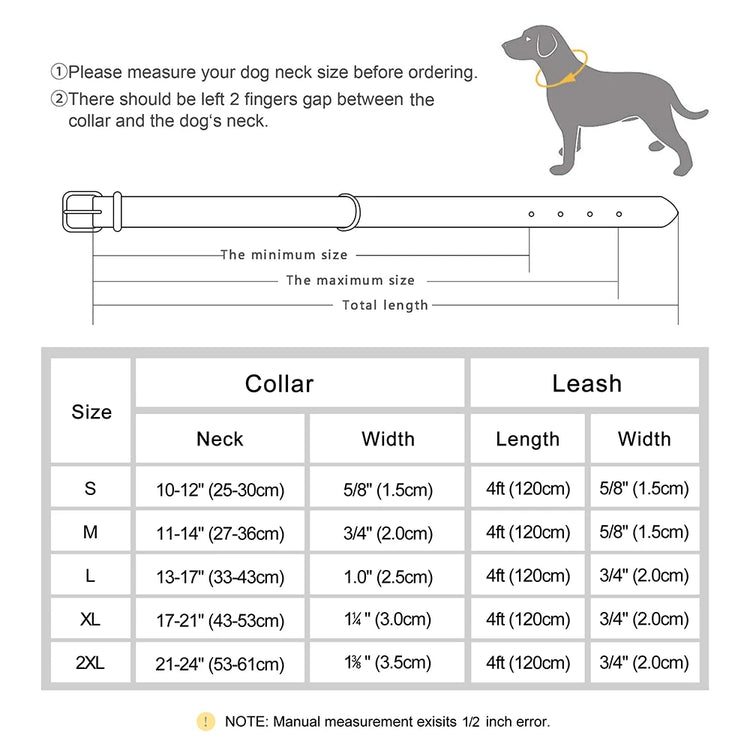 Custom Leather Dog Collar and Leash Set – Personalized, Durable, and Padded for Small to Large Dogs