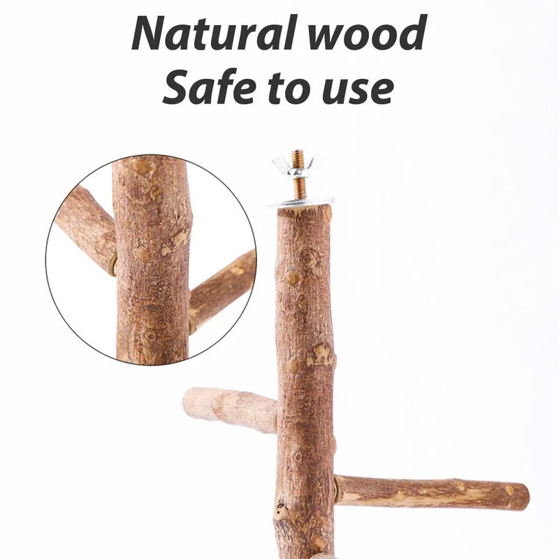 Natural Wood Bird Branch Stand | Perches Pet Parakeet Budgie Hanging Play Toy | Bird Cage Parrot Wooden Desk Holder Perches Platform