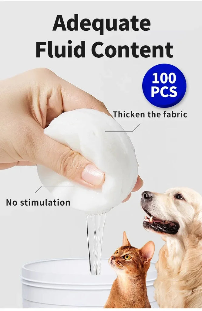 100pcs Pet Tear Stain Remover Wipes – Gentle Eye Area Cleaning Pads for Dogs & Cats
