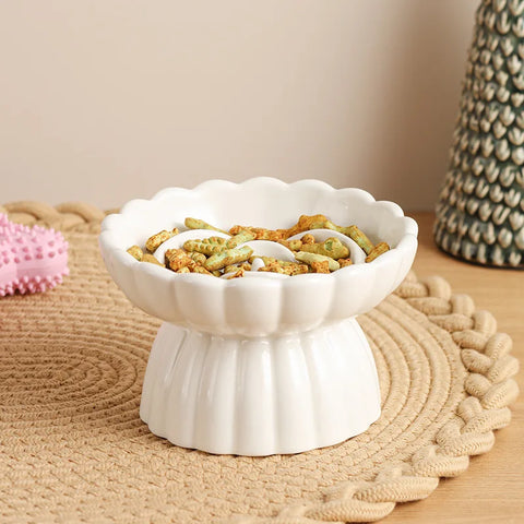 Cat Food Bowl | Ceramic Elevated | Cats/Small Dogs | Slow Feed Bowls | Anti-Choking Eating Feeders | Anti-Gulping Puppy Supplies