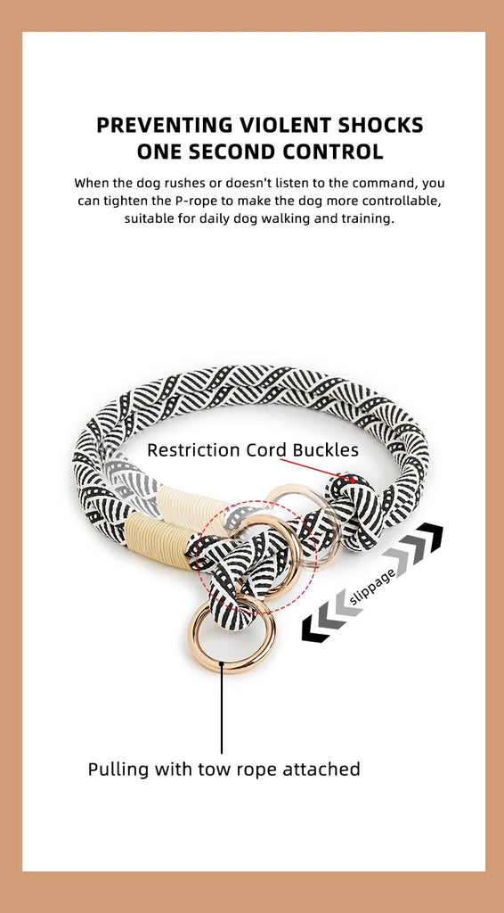 Striped Nylon Rope Dog Collar Slip-On Quick Release Personalized Collar for Small to Large Dogs