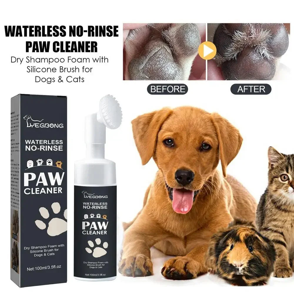 Pet Foot Cleaner Foam with Silicone Brush – Gentle, No-Rinse Paw Cleaner for Dogs & Cats
