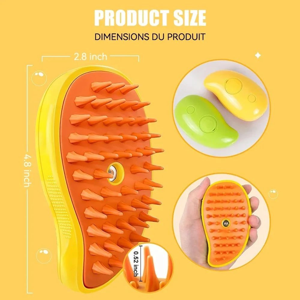 Cat Steamy Brush 3-in-1 | Electric Steam Pet Grooming & Massage Comb for Dogs/Cats