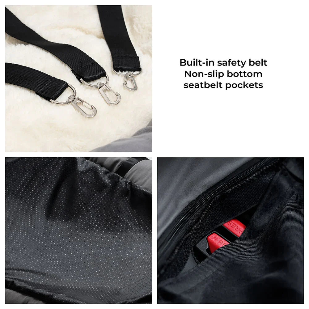 Large Dog Car Seat Carrier – Foldable Pet Travel Bed with Safety Straps & Washable Cover