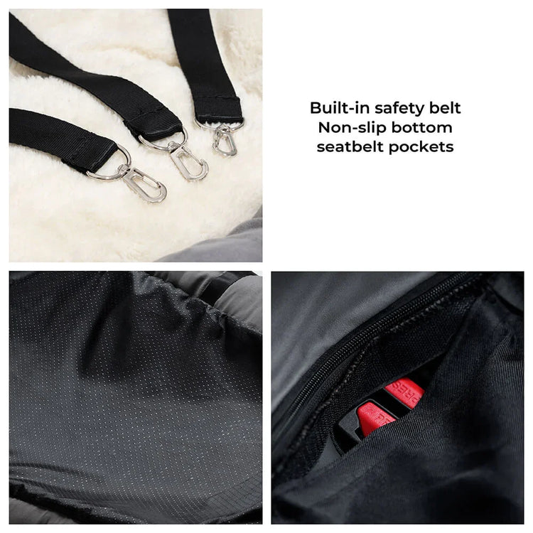 Large Dog Car Seat Carrier – Foldable Pet Travel Bed with Safety Straps & Washable Cover