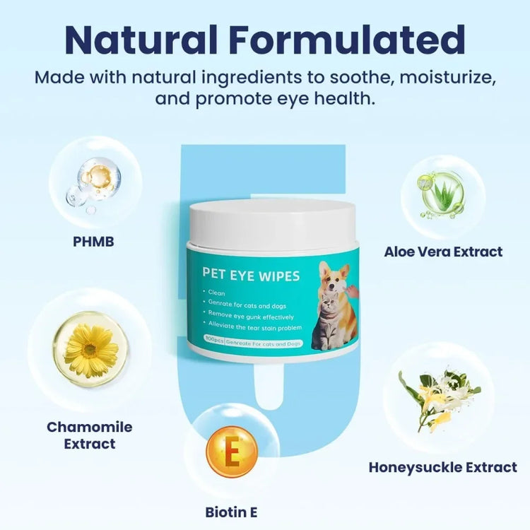 Cat Ear Wipes | Pet Ear & Eye Cleaning Finger Wipes | Remove Wax & Odor | 50 Wipes for Dogs/Cats