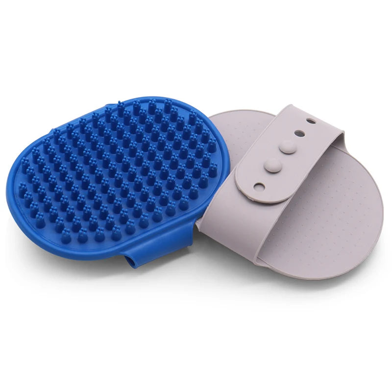 Cat Grooming Comb | Dog Bath Brush - Pet Grooming Shedding Soothing Massage | Rubber Bristles Comb with Adjustable Ring Handle