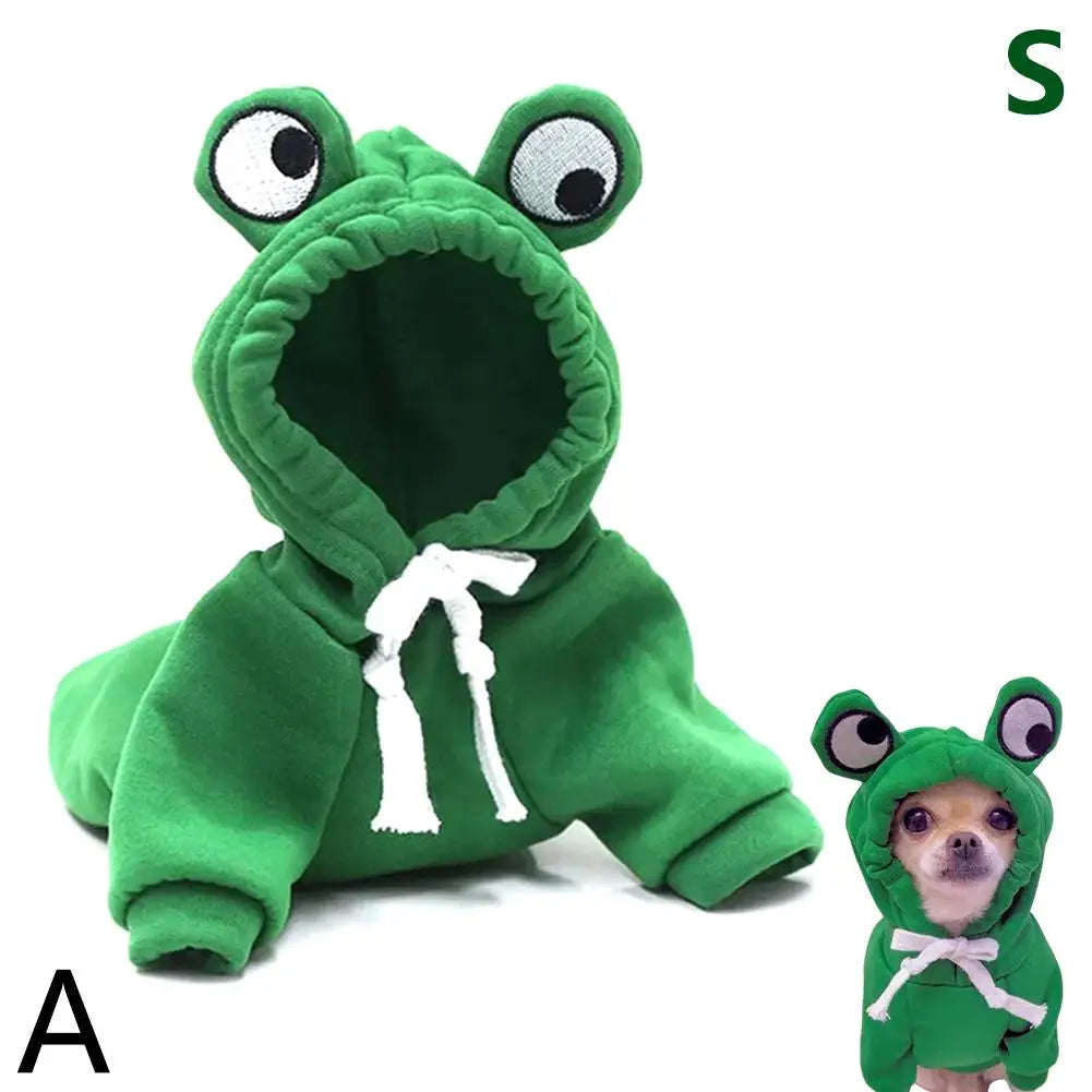 Cute Frog Dog Clothes For Small Dogs Hoodies Warm Fleece Pet Clothing Puppy Cat Costume Coat For Puppy Small Medium Dogs Ca Q6O1