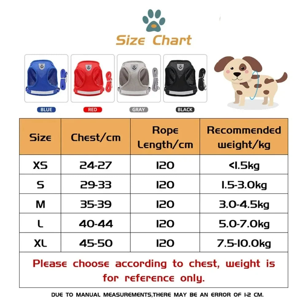 Cat Harness | Lead Leash Set | Adjustable Reflective Escape Proof Pet Mesh Vest Harness | Puppy Dog Collar | Small Dog Cat Pet Supplies