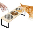 Elevated Cat Bowls with 3 Stainless Steel Bowls | 15° Tilted Raised Cat Food Bowls | For Small Cats & Puppies | Pet Bowls with Stand