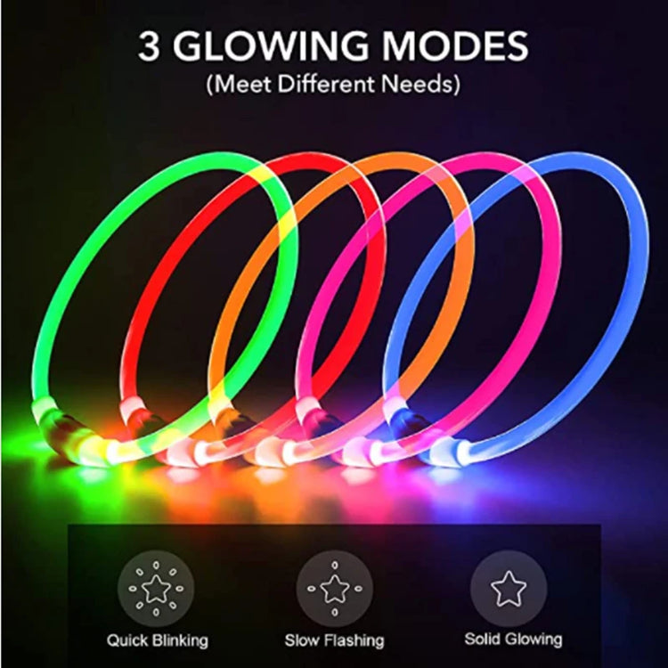 LED USB Rechargeable Dog Collar – Adjustable, Glowing Safety Collar for Pets