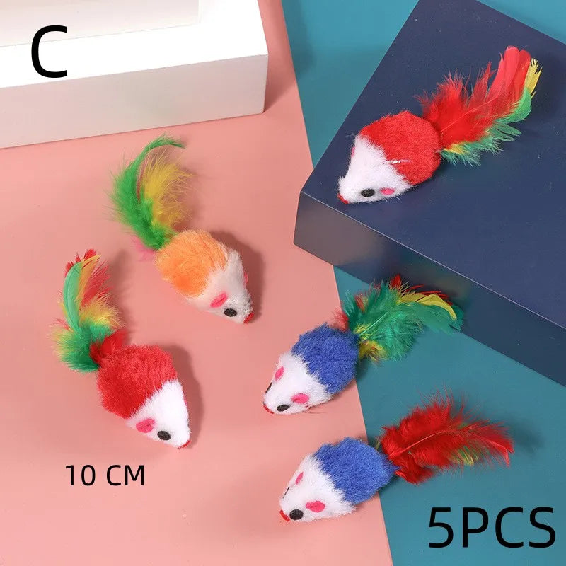 5PCS Plush Simulation Mouse Cat Toys | Pet Teasing Interactive Toys | Colorful Cat Fun Mouse Toys | Gifts | Pet Supplies