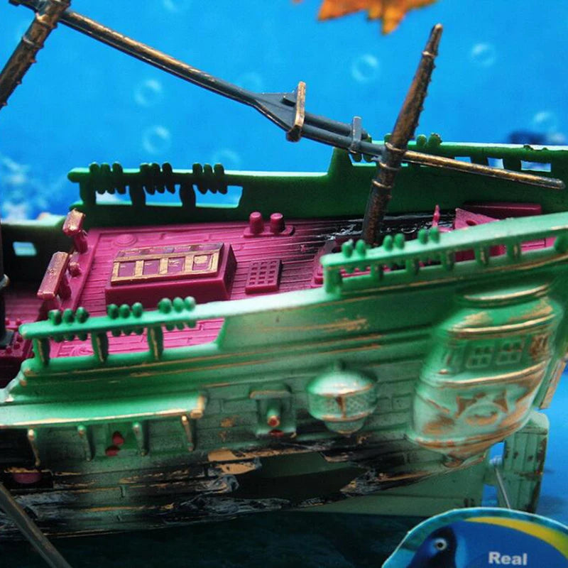 Large Aquarium Decoration Boat Aquarium Ship Air Split Shipwreck Fish Tank Decor