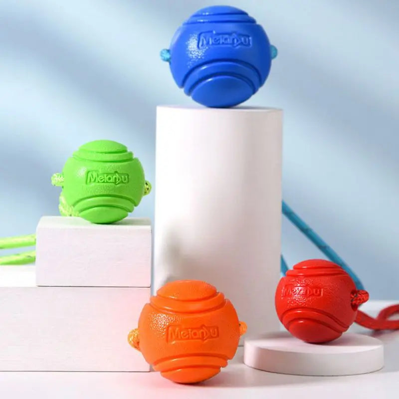 Dog Ball Toys – Bouncy Rubber Ball with Rope for Interactive Play