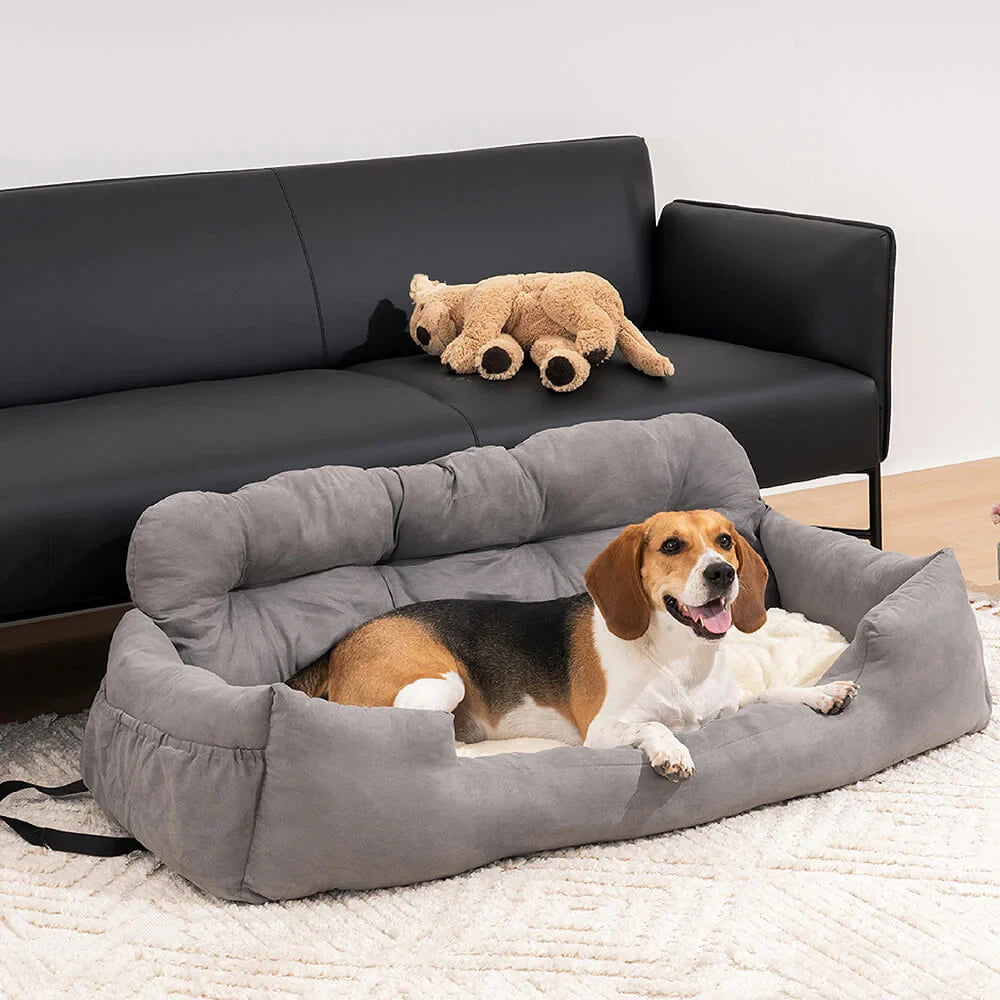 Large Dog Car Seat Carrier – Foldable Pet Travel Bed with Safety Straps & Washable Cover