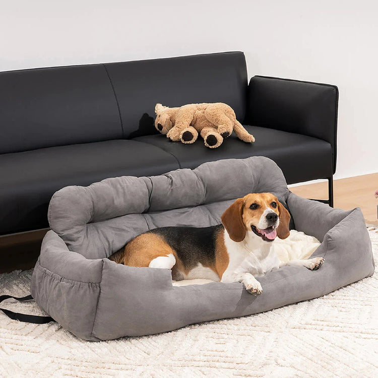 Large Dog Car Seat Carrier – Foldable Pet Travel Bed with Safety Straps & Washable Cover