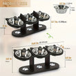 3-Tier Elevated Cat Feeder | Adjustable 15° Angle | Wood & Stainless Steel | Raised Pet Bowl Stand | Multi-Cat Feeding Station | Detachable Bowls | Easy Assembly