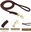 Braided Leather Dog Collar and Leash Set – Durable Genuine Cowhide for Medium & Large Dogs