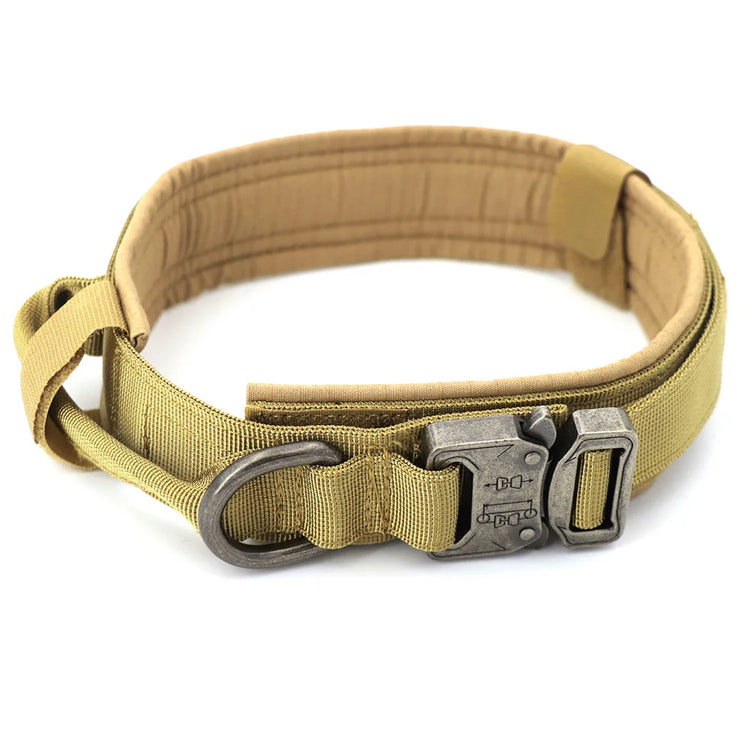 Durable Tactical Dog Collar With Padded Lining, Quick Release Buckle & Control Handle For Small To Large Dogs