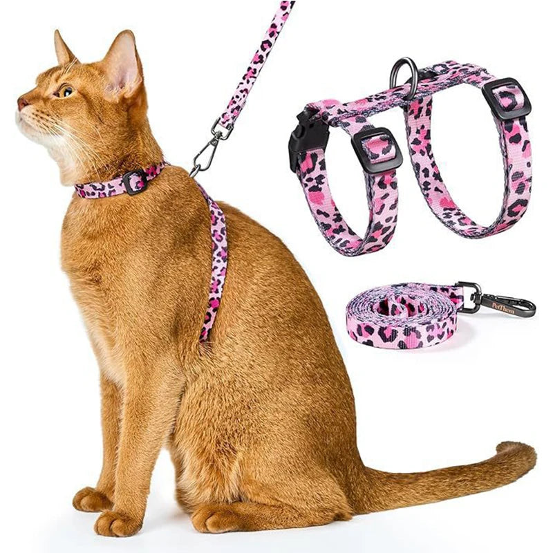 Cat Carrier – Lightweight & Escape-Proof | Adjustable Soft Harness & Leash Set for Walking & Travel | Secure & Breathable Kitten Harness