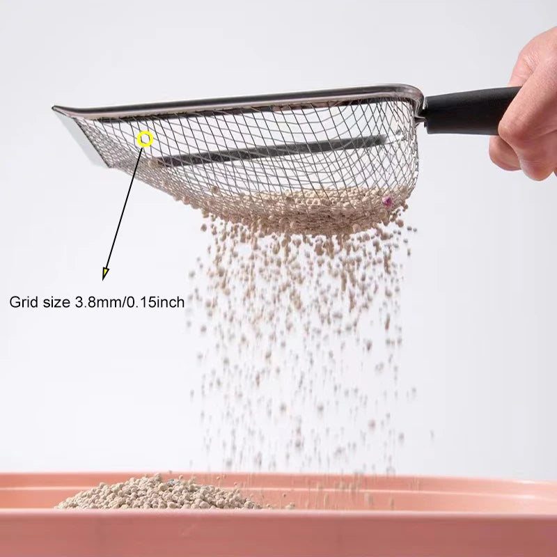 Durable Stainless Steel Litter Scooper | Ergonomic Design | Easy to Clean Cat & Dog Waste Scoop | Heavy-Duty Sleek Pet Tool