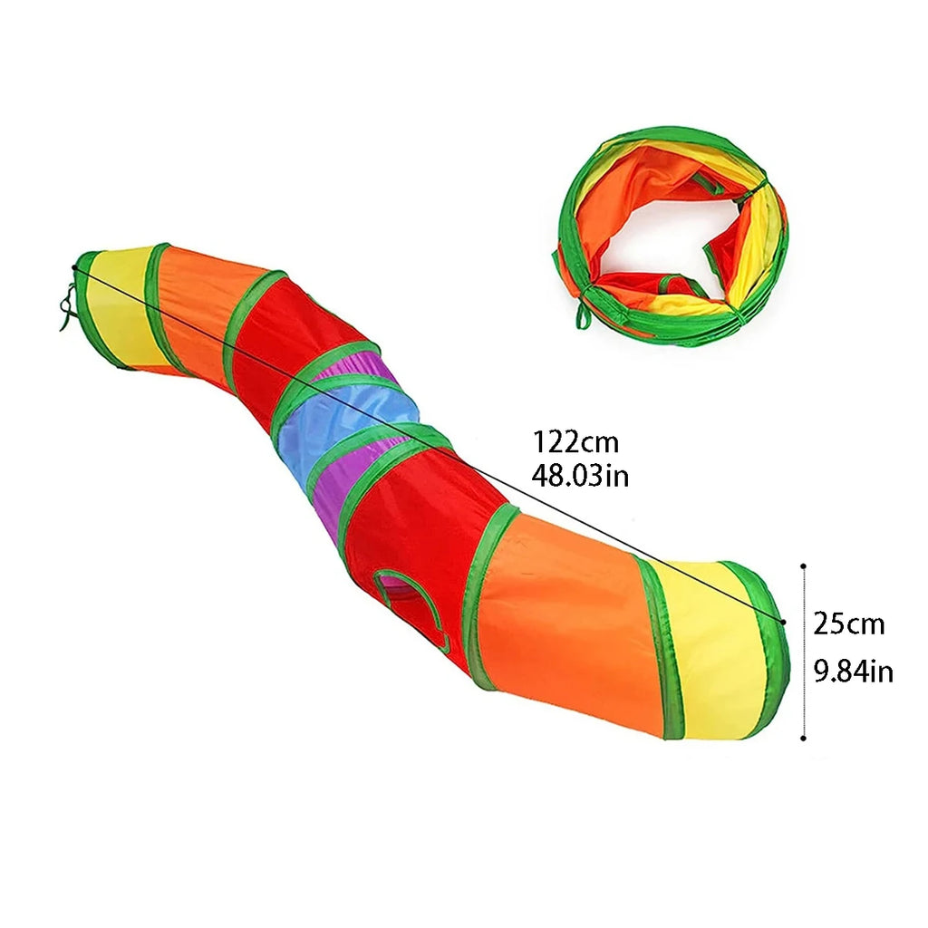Foldable Cat Tunnel Toy for Indoor & Outdoor Use | Crinkle Sound/Hanging Ball/Multi-Entry Design – Play Tube for Cats/Kittens/Rabbits/Puppies