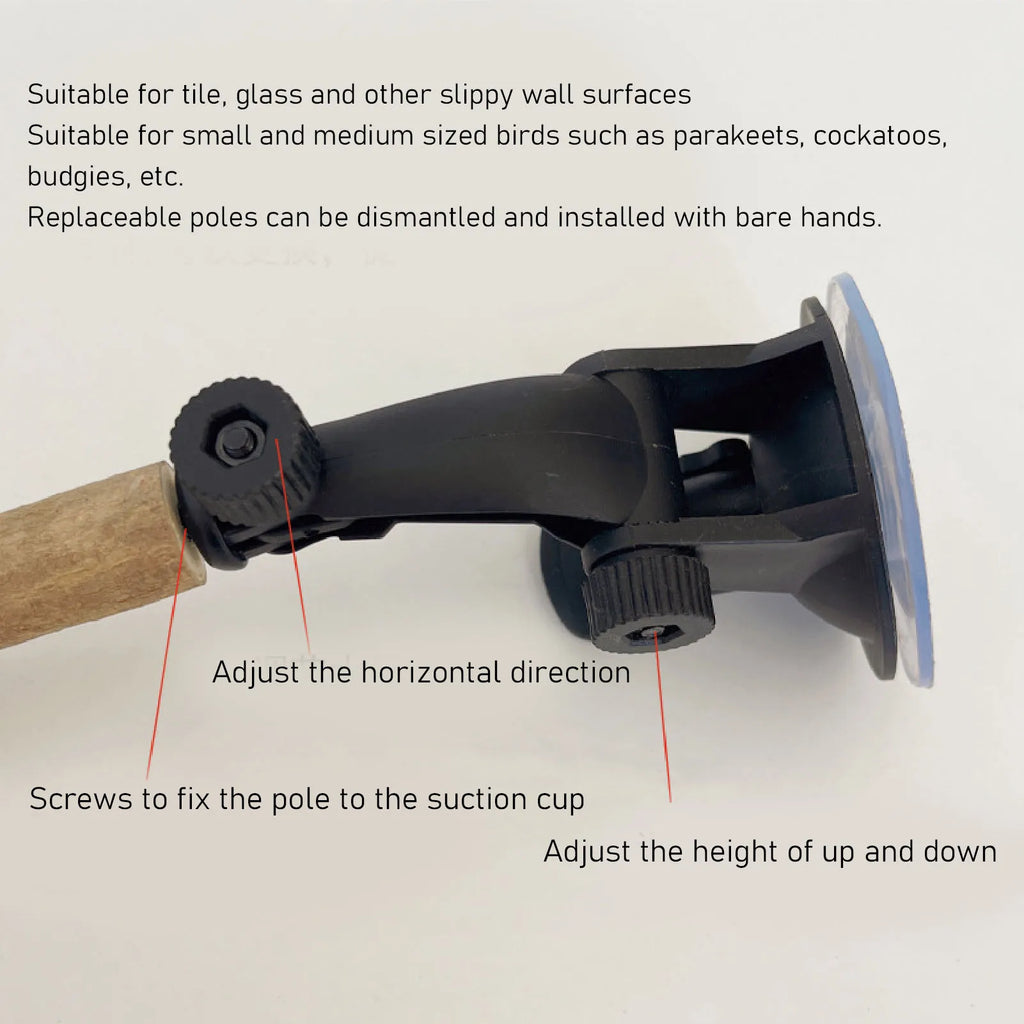 Wood Parrot Perch | Non-Slip Interactive Bird Window Perch with Suction Cups for Small to Medium Birds