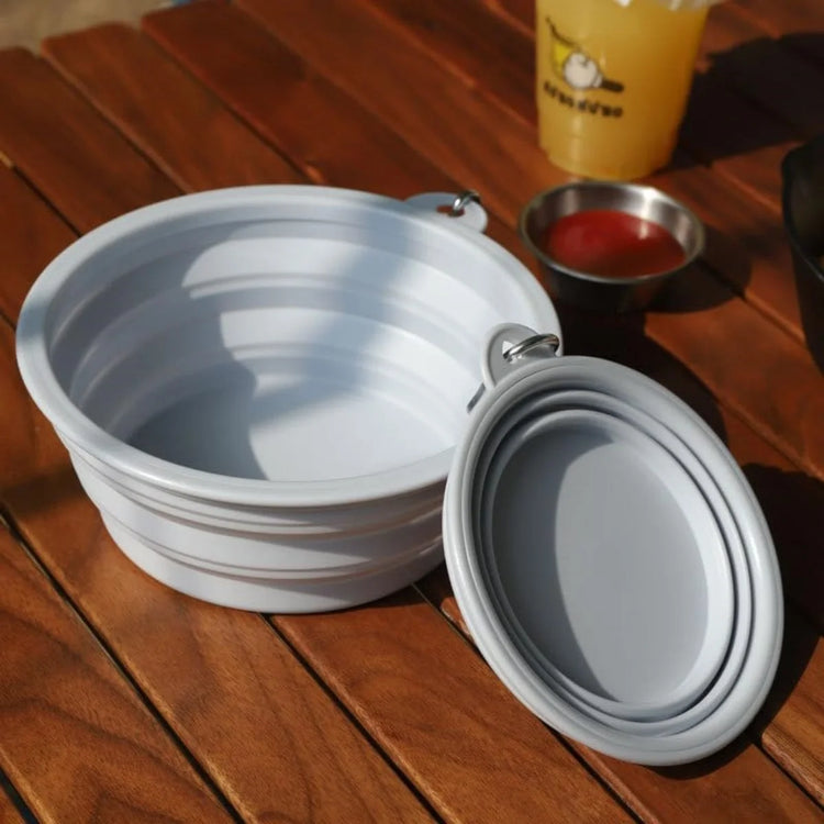 2pcs Collapsible Silicone Pet Bowls for Food & Water  | Outdoor Camping & Travel Portable Folding Supplies Dishes with Carabiner