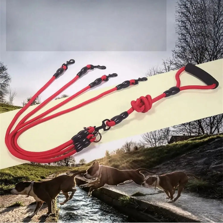 Double Dog Leash Nylon Two-Headed Coupler – Walk 2, 3, or 4 Dogs with Ease