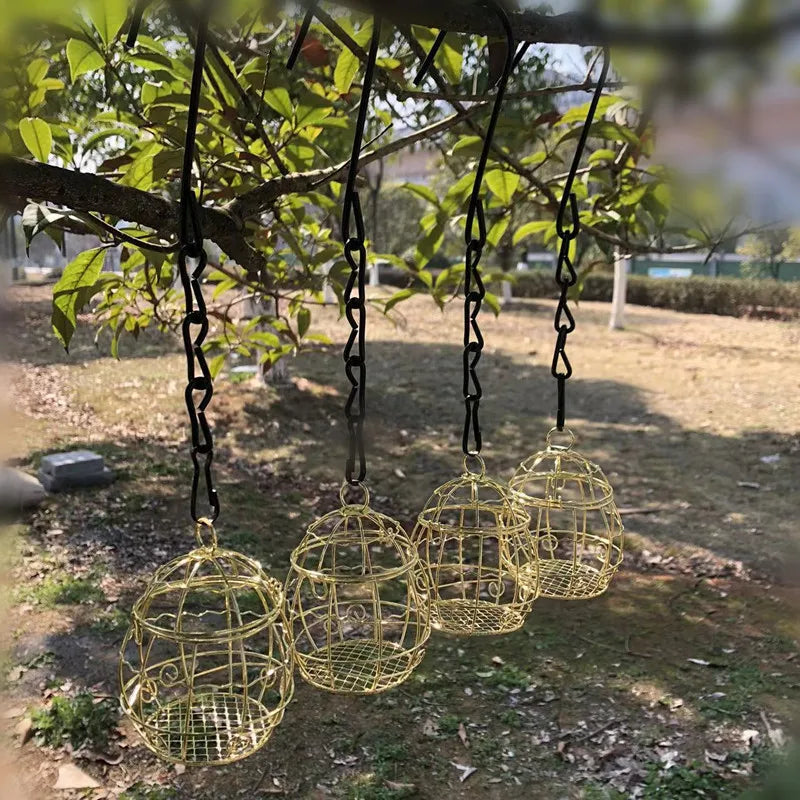 Outdoor Birdcage Bird Feeder | Spring Hanging Bird Feeder | Garden Yard Feeder | Durable Copper Iron Wire Feeder