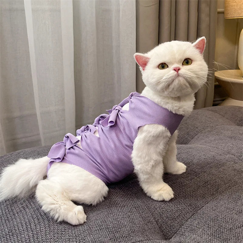 Cat Surgery Recovery Suit | Post-Op Onesie for Cats | E-Collar Alternative for Wound Protection