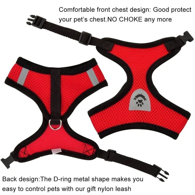 Cat Dog Harness With Lead Leash | Adjustable Vest | Polyester Mesh | Breathable Harnesses | Reflective Strap - Small Dog Cat Accessories