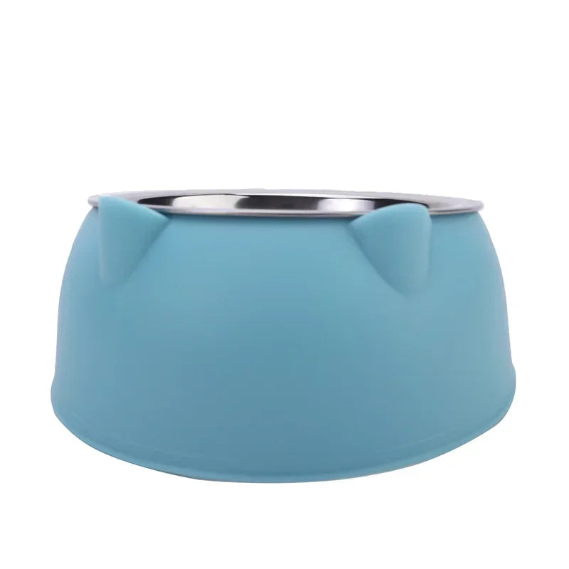 1pc Cat Bowl | Lovely Creative Inclined Kitten & Puppy Food Bowl | Stainless Steel Feeder | Cats Drinking Bowl | Pet Dogs & Cats Feeders