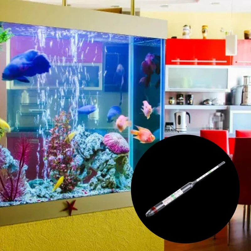 Aquarium Glass Hydrometer with Thermometer – Saltwater Marine Aquarium Tester 1.000-1.060