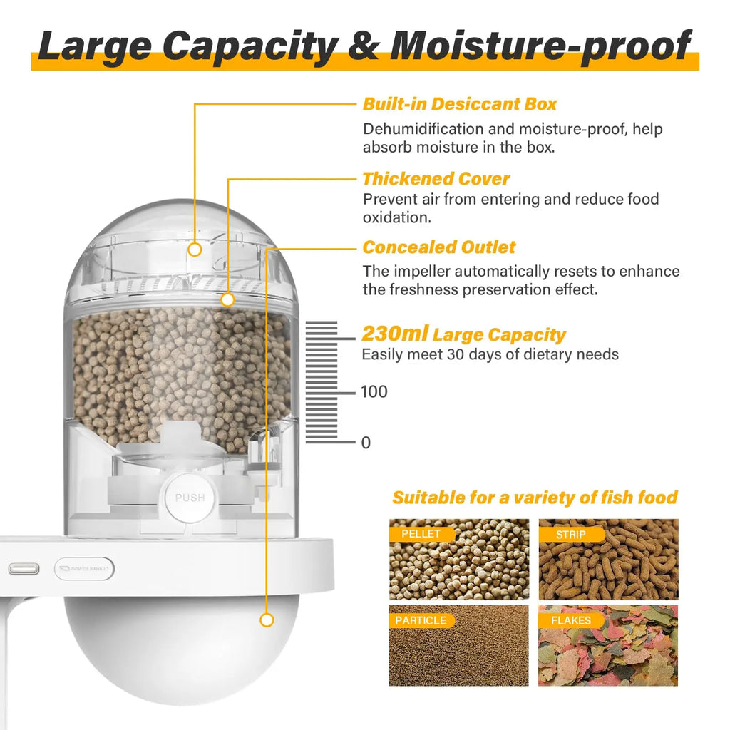 Automatic Aquarium Fish Feeder with 2K HD Camera and WiFi Control