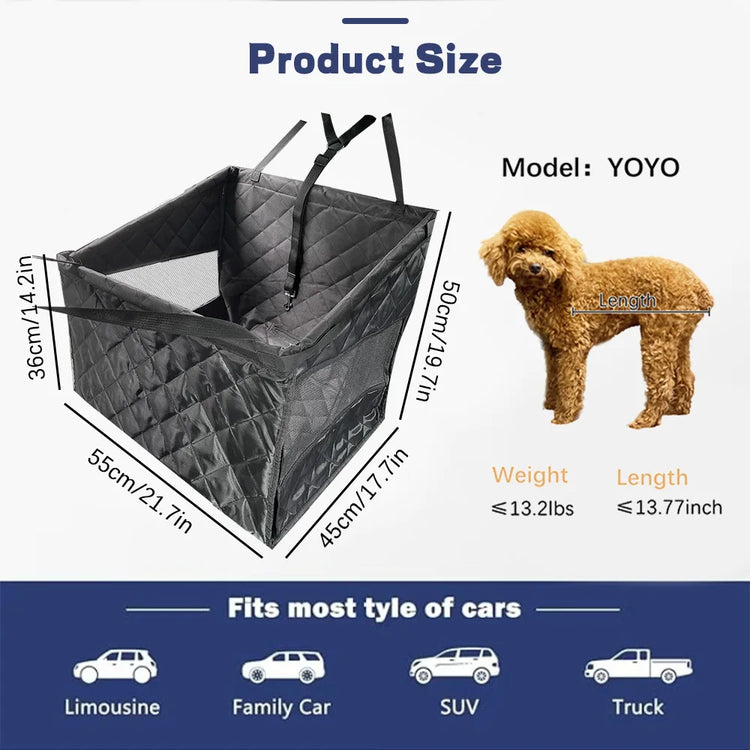 Waterproof Pet Car Seat Carrier – Portable Dog Travel Bag for All Breeds
