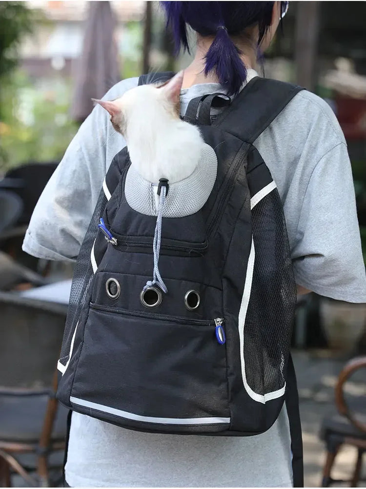 Portable Breathable Dog & Cat Carrier Backpack – Travel Pet Bag with Mesh Window and Adjustable Straps