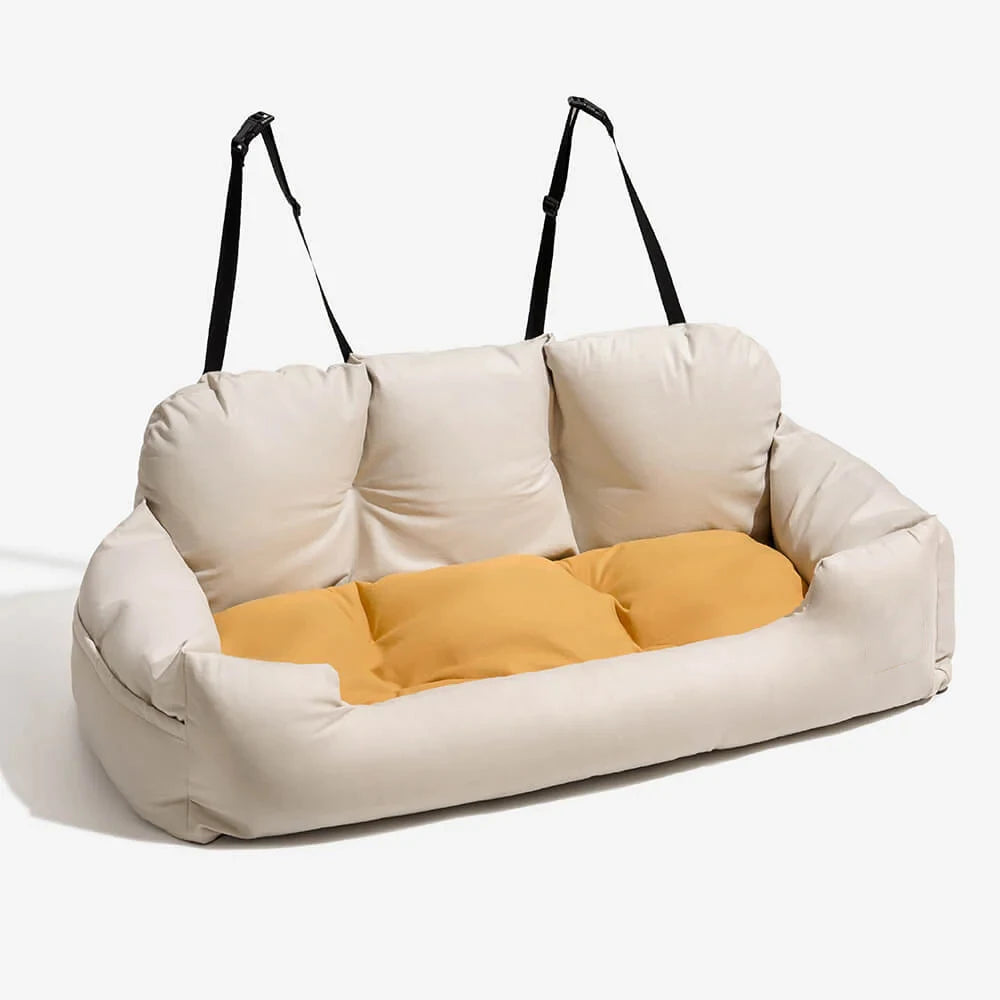 Large Dog Car Seat Carrier – Foldable Pet Travel Bed with Safety Straps & Washable Cover